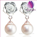 2015 lady 925 sterling silver freshwater AAA 8-9mm pearl earring